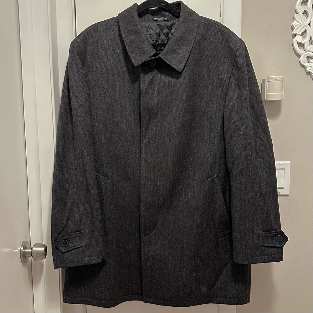 Ragusa Classic Coat Jacket Wool Cashmere Made Italy Men's Size 46 Charcoal Gray